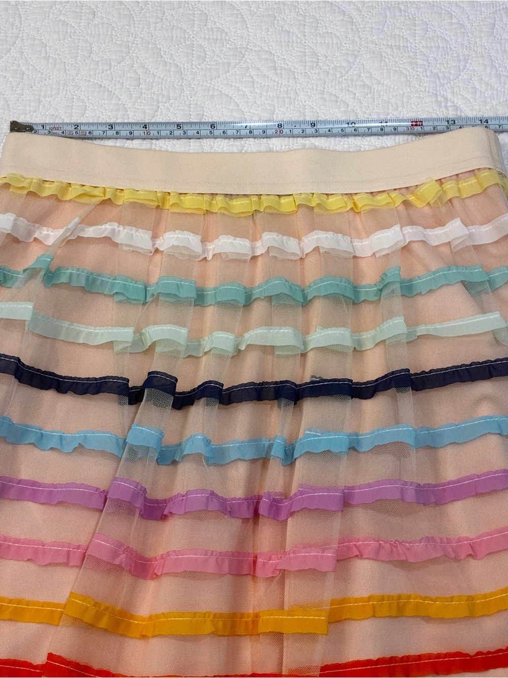 Eva Franco Anthropologie Frankie Tulle Midi Skirt Rainbow Stripe XL Fits Small - Picture 5 of 9
